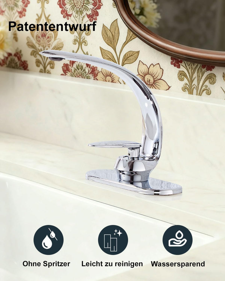 bathroom faucets Hotel-Look Single-Hole Waschtischarmatur in Chrom, minimalistisch geschwungene Kalt