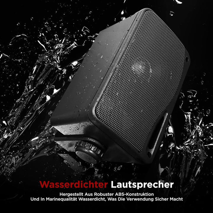 Pyle Aussenlautsprecher 3.5" Schwarz – 200W Wandlautsprecher wetterfest für Aussenbereich Marinegeei