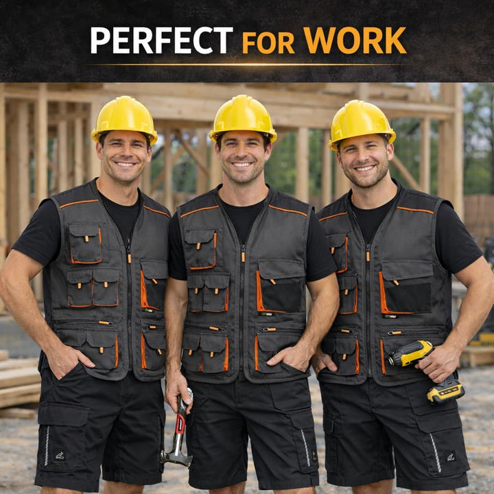 BWOLF Atlas Multifunktionale Arbeitsweste Herren Arbeitsweste Classic Grau/Orange S Grau/Schwarz/Ora
