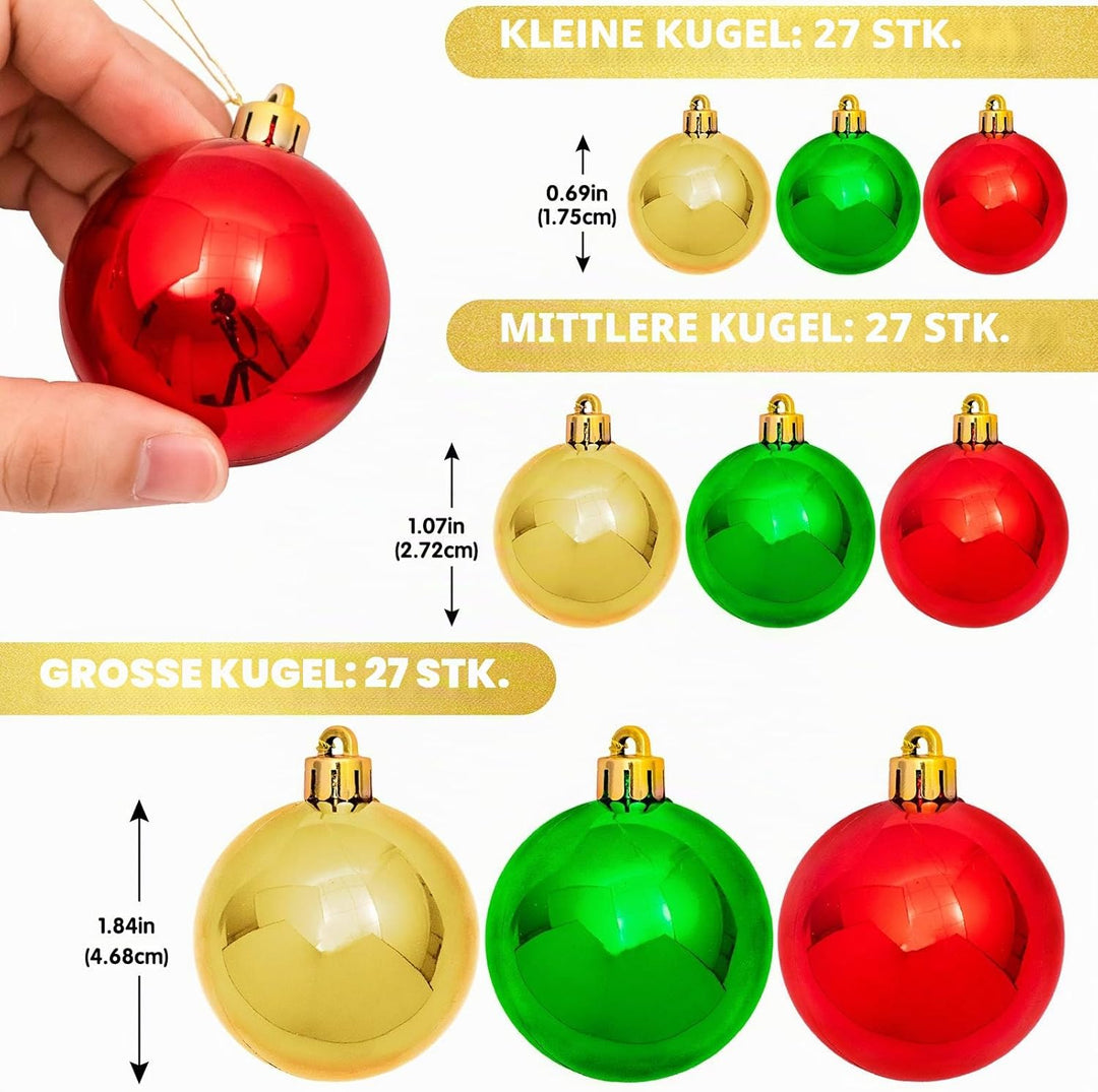 Whaline Weihnachtskugel-Girlande, Kugel-Ornamente, 1,8 m, Christbaumkugel-Dekorationen, bruchsichere
