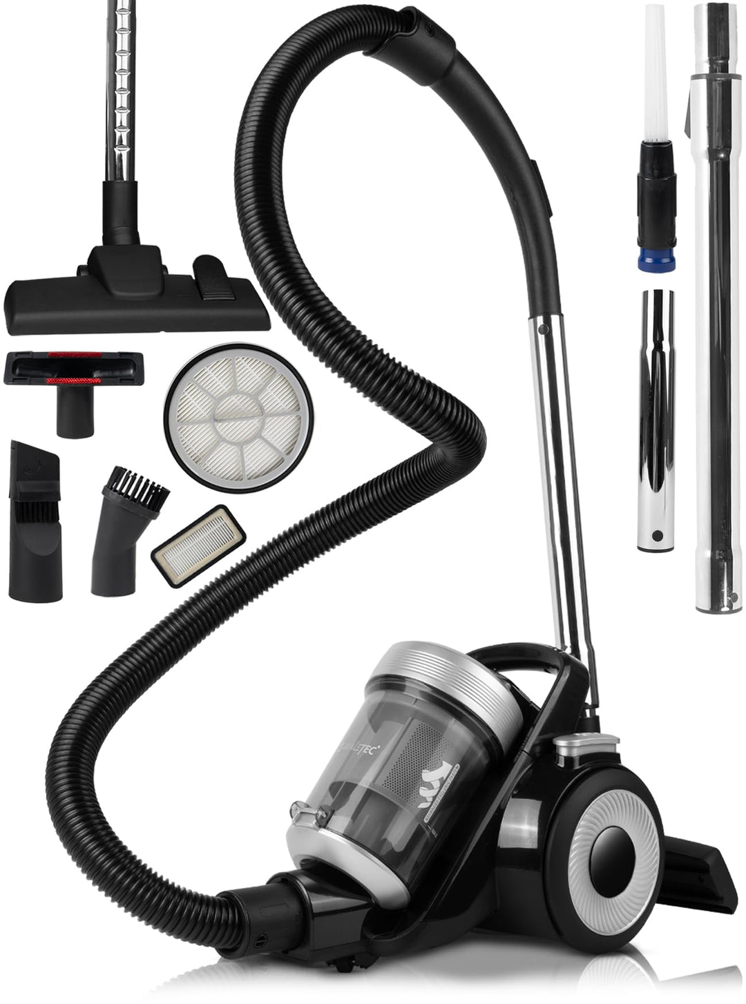 MalTec Staubsauger 2L Zyklonsauger mit HEPA-Filtern beutellos mit Set von Aufsätzen 4000W Bodenstaub