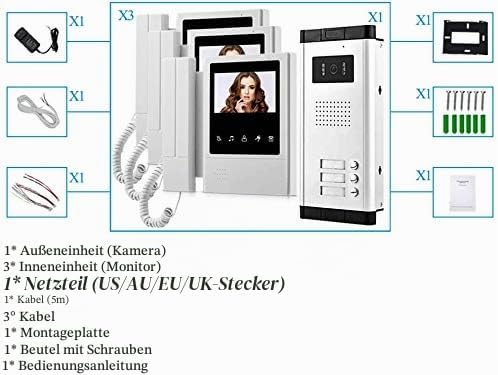 10,9 cm (4,3 Zoll) Video Türsprechanlage Verkabeltes Video Türsprechsystem 700TVL IR Nachtsichtkamer