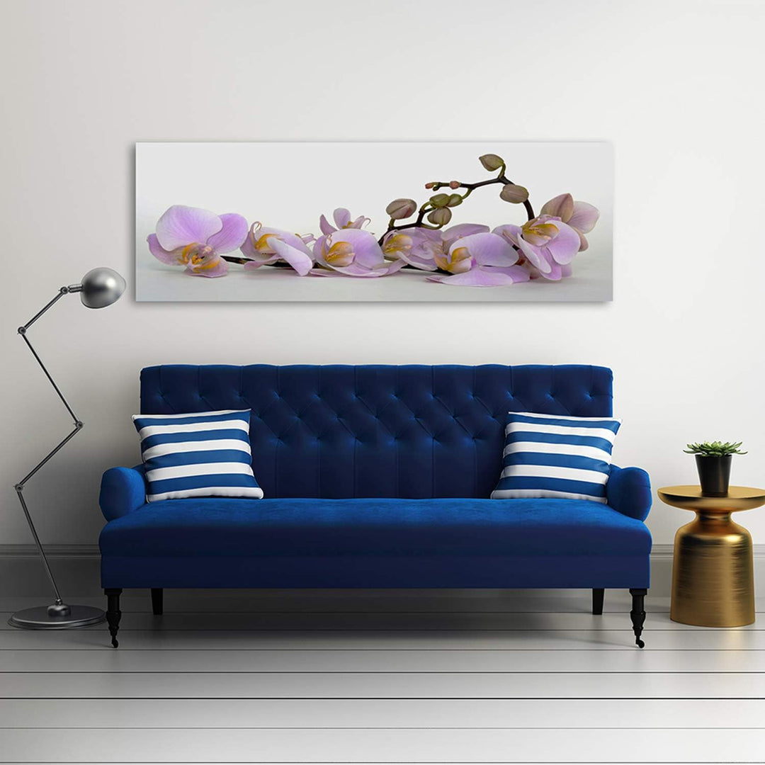 Feeby. Leinwandbild, Bilder, Wand Bild, Wandbilder, Kunstdruck 150x60 cm, ORCHIDEE, NATUR, VIOLETT