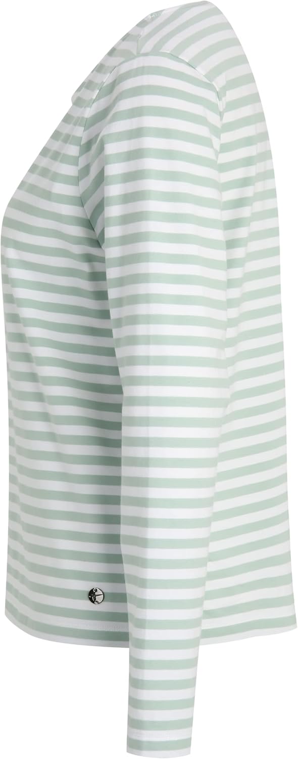 Tamaris Damen ASOLO Feminin ausgeschnittenes Langarmshirt T-Shirt, XL Bright White/Gossamer Green St