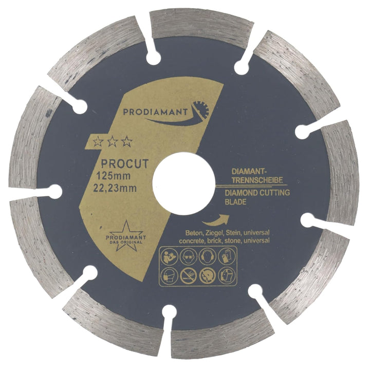 PRODIAMANT Diamanttrennscheiben Set 2x 125mm universal Trennscheibe für Stein, Beton, Granit, Mauerw