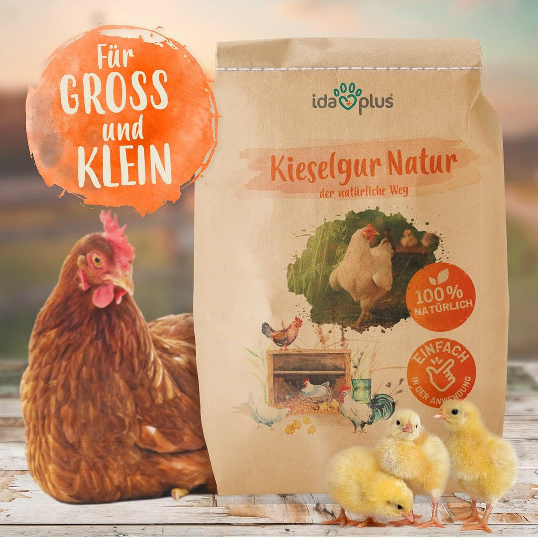 Ida Plus – Kieselgur Natur im Sack 12 &amp; 20 Liter – Kieselerde als Pulver – das Produkt für ihren Hüh