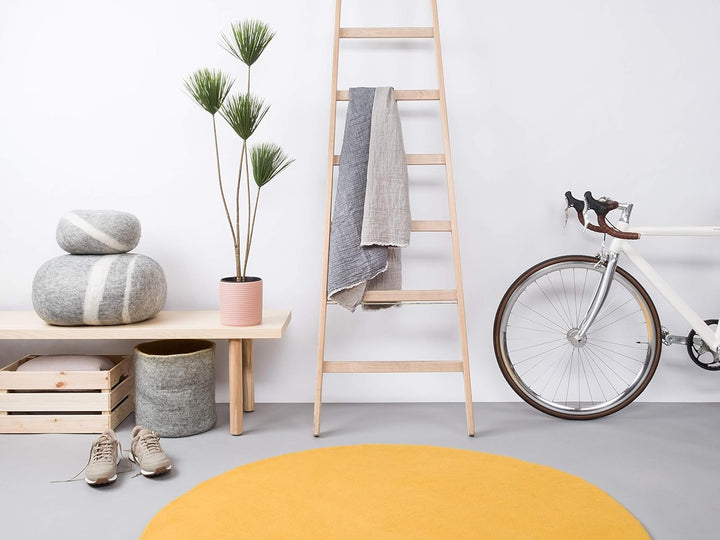 myfelt Klara Filzteppich — Ø 50 cm, ideal für Schlaf-, Wohn-, Kinderzimmer, Flur & Bad Gelb 50cm Ø,