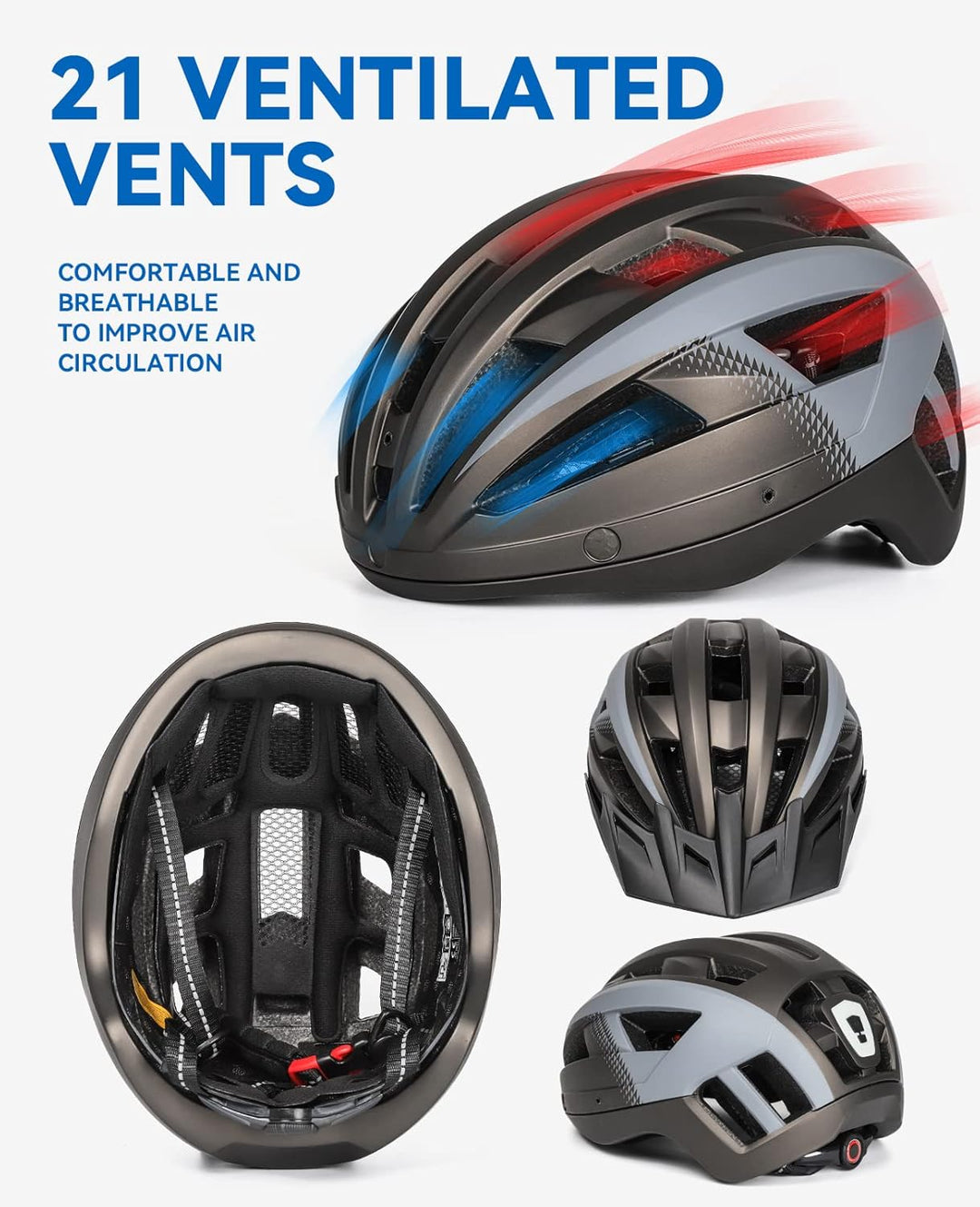 Fahrradhelm mit Visier für Herren Damen, Leichte Fahrradhelm mit Magnetischem Brille und USB-Aufladu