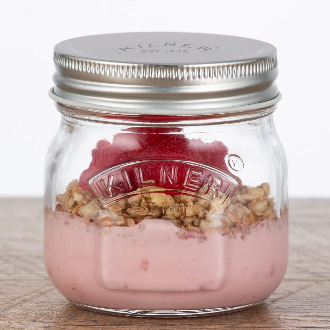 Kilner 0025.037 Joghurt, Glas, Neopren, 500 milliliters, Grau-Schwarz