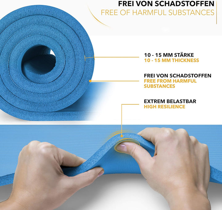 TRESKO Yogamatte Phthalatfrei - Gymnastikmatte rutschfest, Pilatesmatte Fitnessmatte mit Tragegurt,