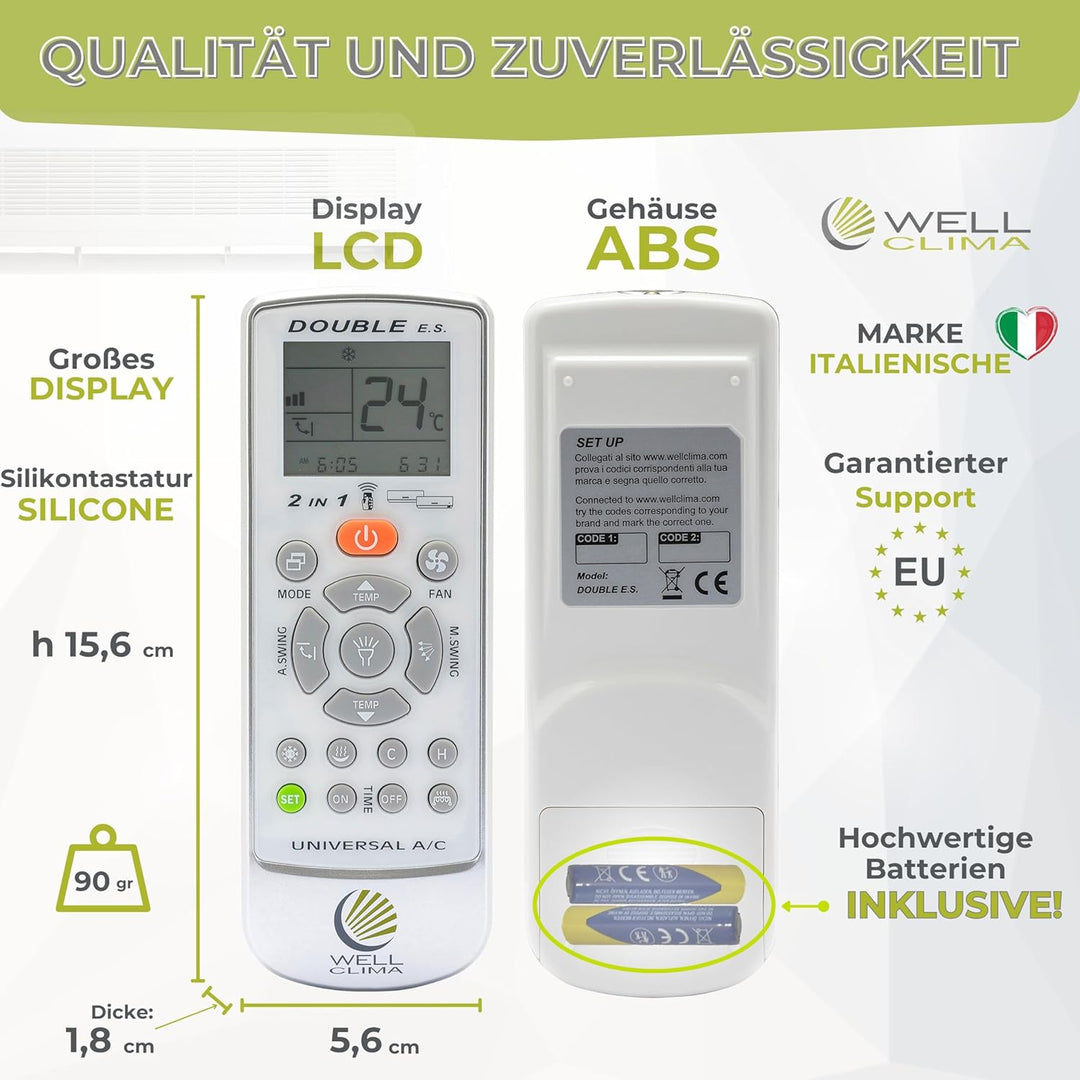 Wellclima Ersatz-Fernbedienung für Klimaanlage für Y612C und Y812A – konfiguriert und einsatzbereit