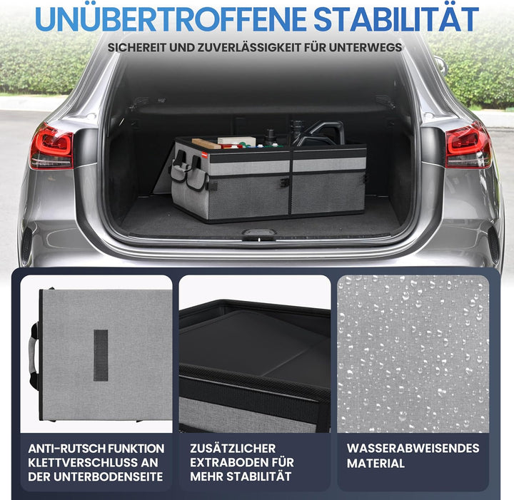 HELDENWERK Premium Kofferraum-Organizer mit Deckel stabil & rutschfest - Faltbare Auto Kofferraumtas