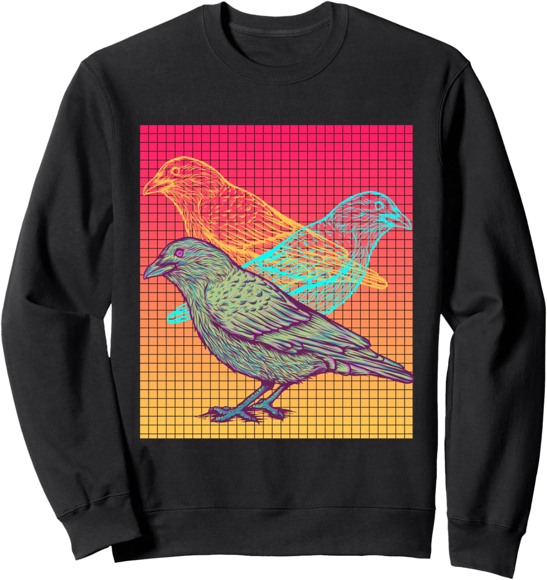 Rabe Retro Vaporwave Vogel Aesthetic Black Krähe Sweatshirt