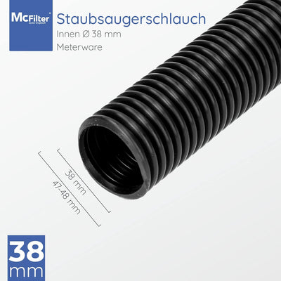 McFilter Staubsaugerschlauch Meterware 32/35/36/38mm Innen Ø Schlauch für Staubsauger Industriesauge