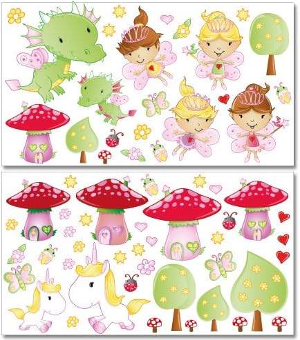 Wandkings Feen Welt Wandsticker Megapack Set, 62 Aufkleber, Gesamtfläche 260 x 70 cm