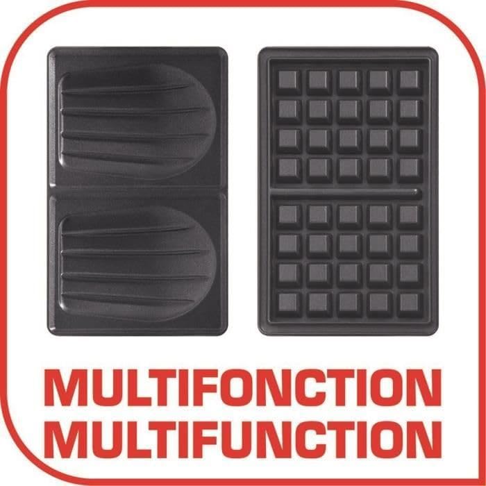 TEFAL SW341112 Snack Time Happiness Waffle Croque, Tellerspiele inklusive, Kontrollleuchte, Griffver