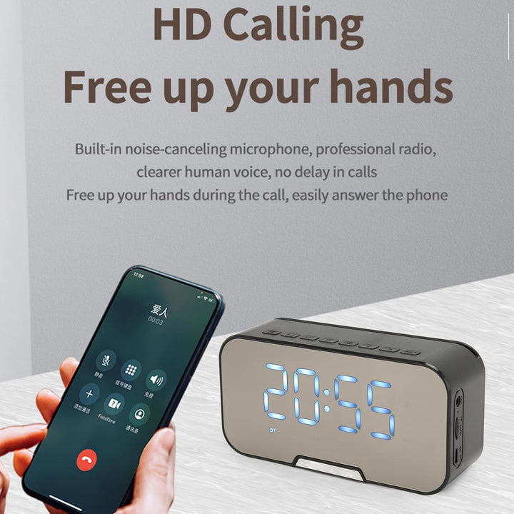 Bluetooth Lautsprecher mit Digitalem Wecker, Multifunktionaler Spiegel Wecker Lautsprecher mit UKW R