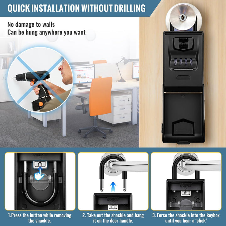 ENONEO Schlüsseltresor mit Beleuchteten Zahlencode Aussen Schlüsseltresor mit Bügel, Wetterfest Schl