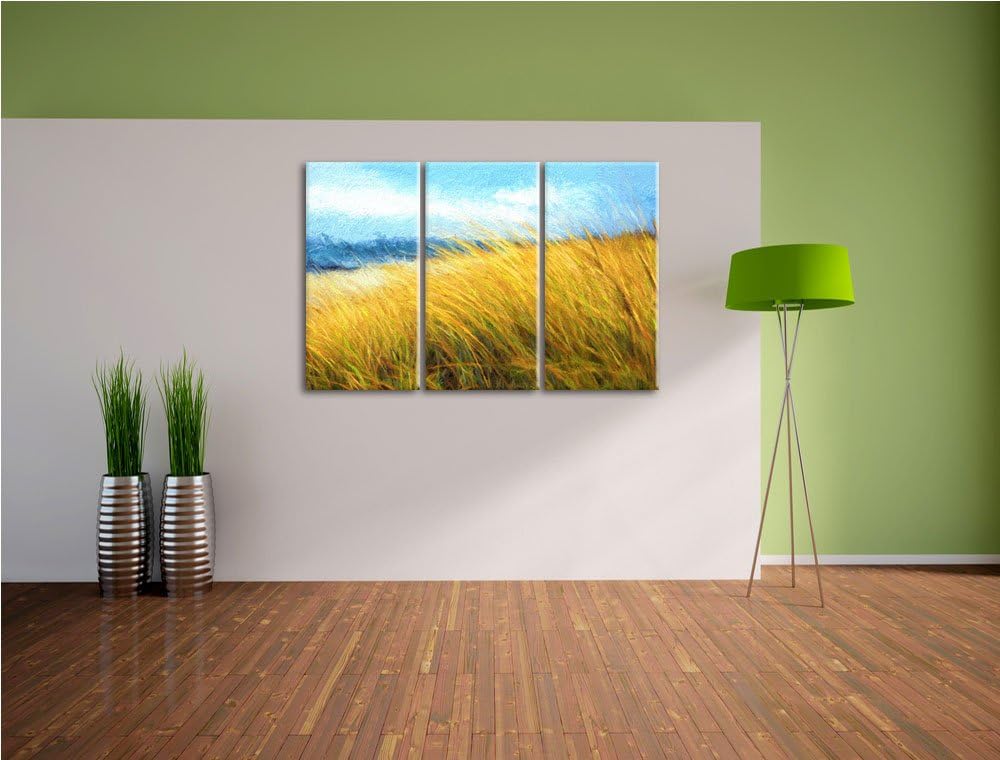 Schilf Gras am Ufer Spezial 3-Teiler Leinwandbild 120x80 Bild auf Leinwand, XXL riesige Bilder ferti