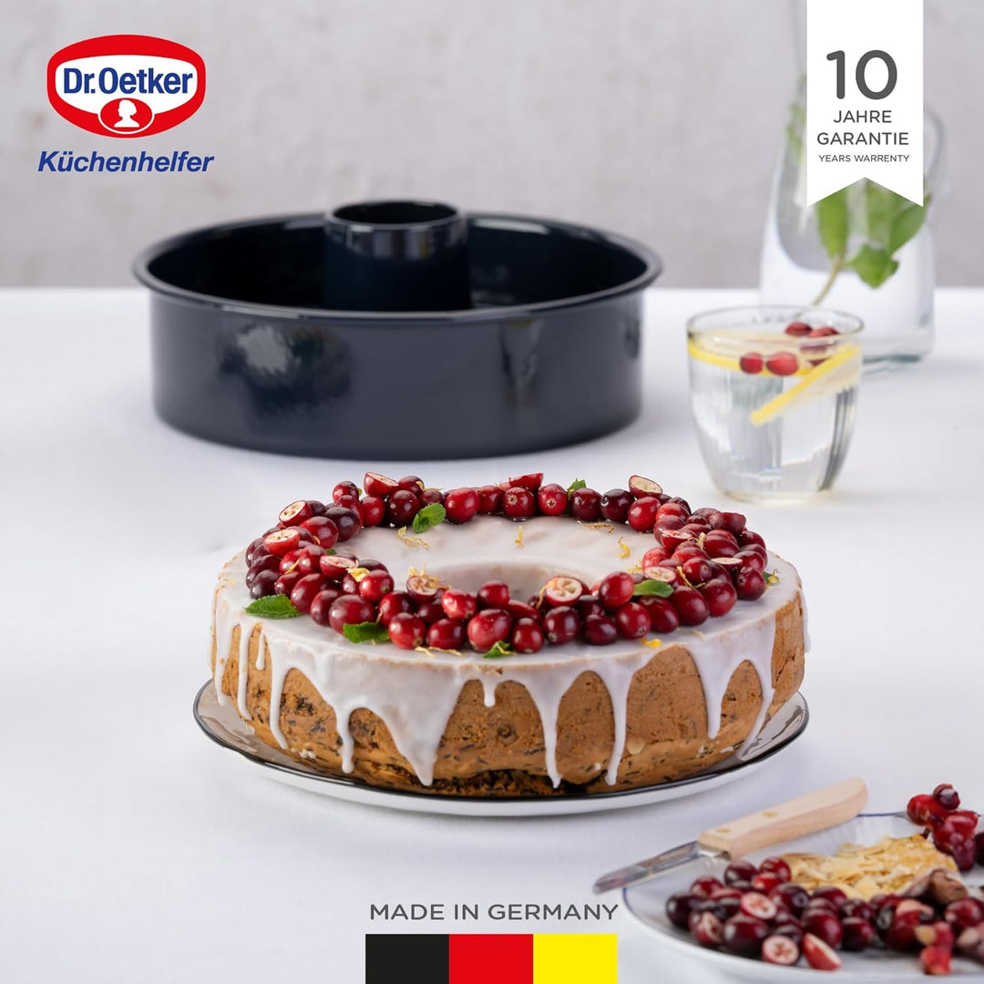 Dr. Oetker Garantieform Ø 26 cm Back-Liebe Emaille mit Flachboden und Rohrboden – Runde Ring-Backfor
