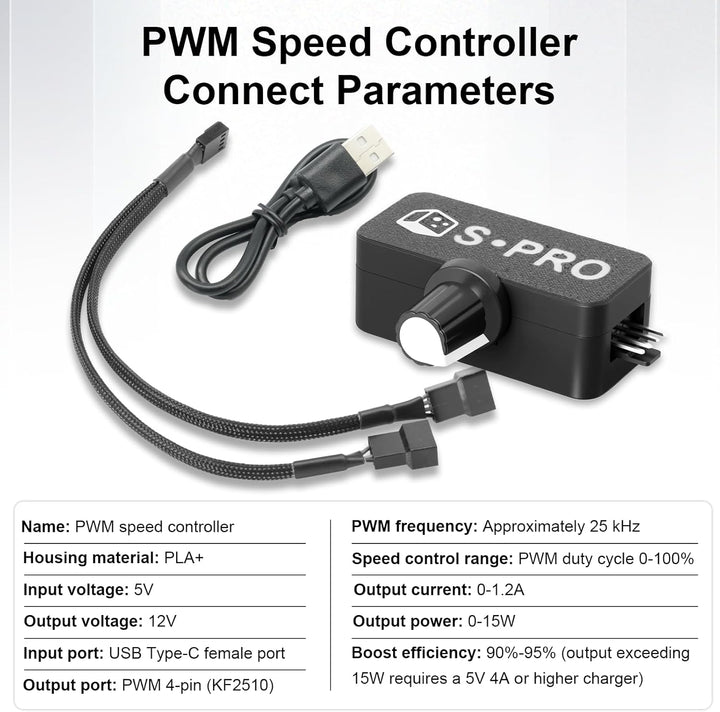 PWM Lüftersteuerung Binghe PWM Geschwindigkeitsregler 4Pin, Drehzahlregler mit 1 zu 2 Adapterkabel,