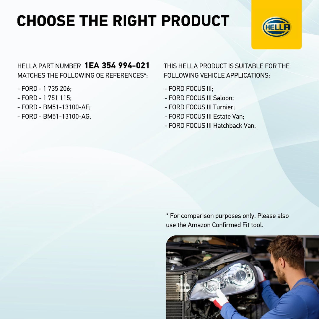 HELLA 1EA 354 994-021 Halogen-Hauptscheinwerfer - rechts - für u.a. Ford Focus Iii Rechts (Beifahrer