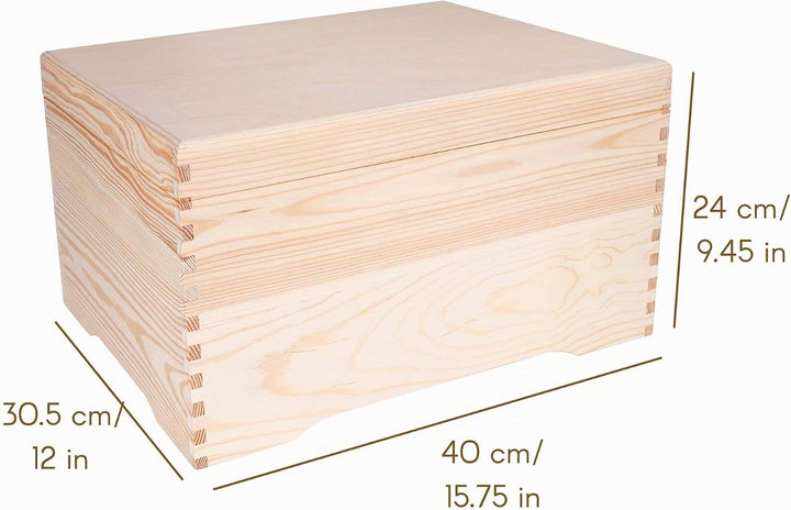 Creative Deco XXL Grosse Holz-Kiste Holztruhe mit Deckel | 40 x 30,5 x 24 cm | Erinnerungsbox Holzbo