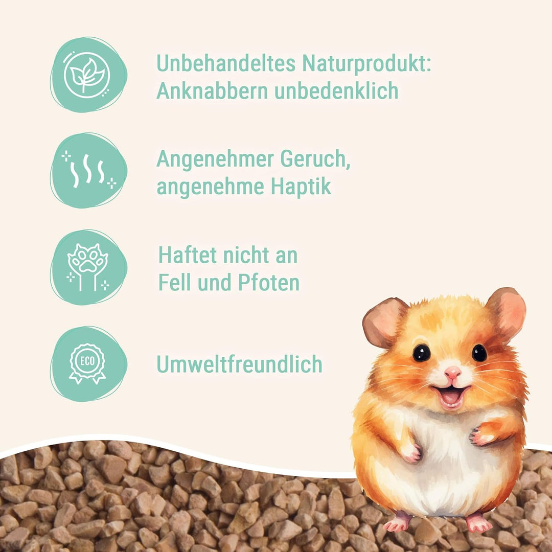 Schicker Mineral Hamsterglück Nussschalenstreu 3,5 kg, staubfreie Einstreu aus Walnussschalen, unbeh