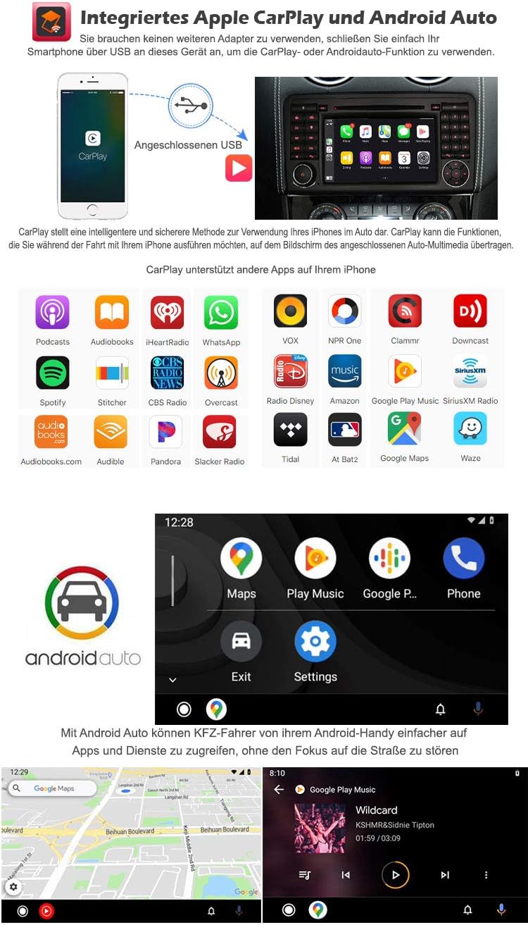 Erisin Android 10 7 Zoll 8-Kern Autoradio Mit GPS für Mercedes Benz ML/GL Klasse W164 X164 Unterstüt