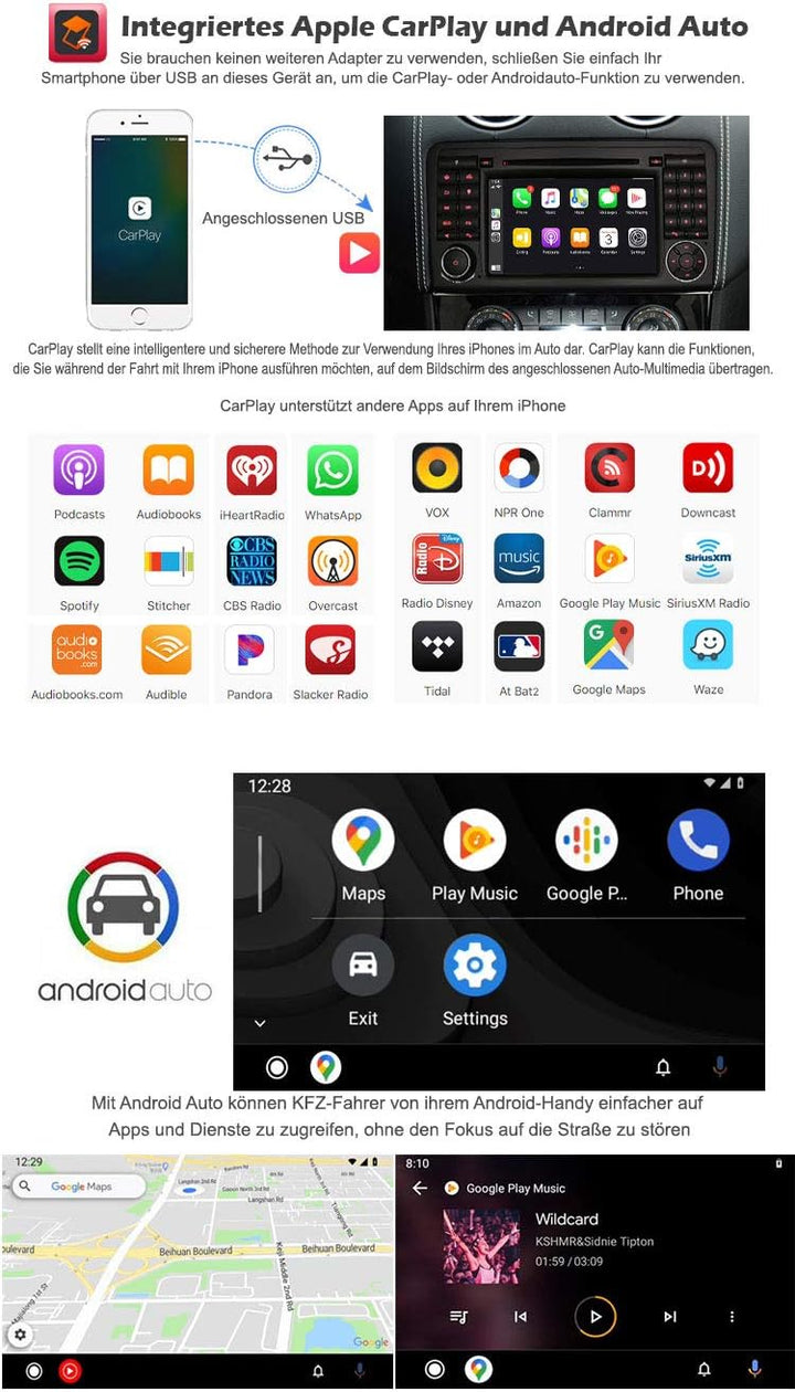 Erisin Android 10 7 Zoll 8-Kern Autoradio Mit GPS für Mercedes Benz ML/GL Klasse W164 X164 Unterstüt