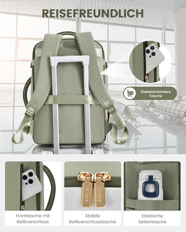 LOVEVOOK Handgepäck Rucksack 40L, 17.3 Zoll Gross Reiserucksack für Damen | Erweiterbares Design, Ru
