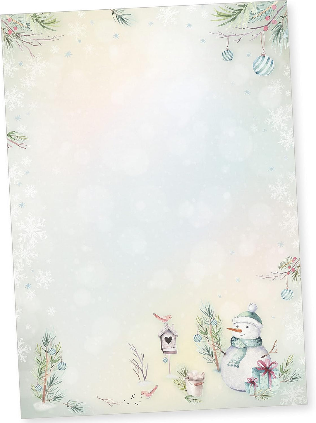 Flöckchen 250 Sets Weihnachtsbriefpapier mit Fensterumschlag, Briefpapier Weihnachten A4 mit Umschla