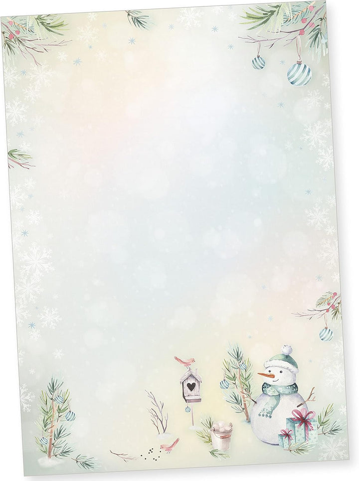 Flöckchen 25 Sets Weihnachtsbriefpapier Briefpapier Weihnachten mit Umschlag ohne Fenster, Weihnacht