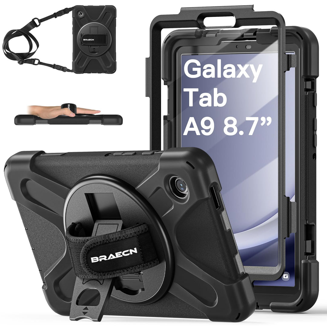 BRAECN für Galaxy Tab A9 Hülle - Samsung Tablet A9 8.7 Zoll 2023 Schwarz | Stossfeste Schutzhülle mi