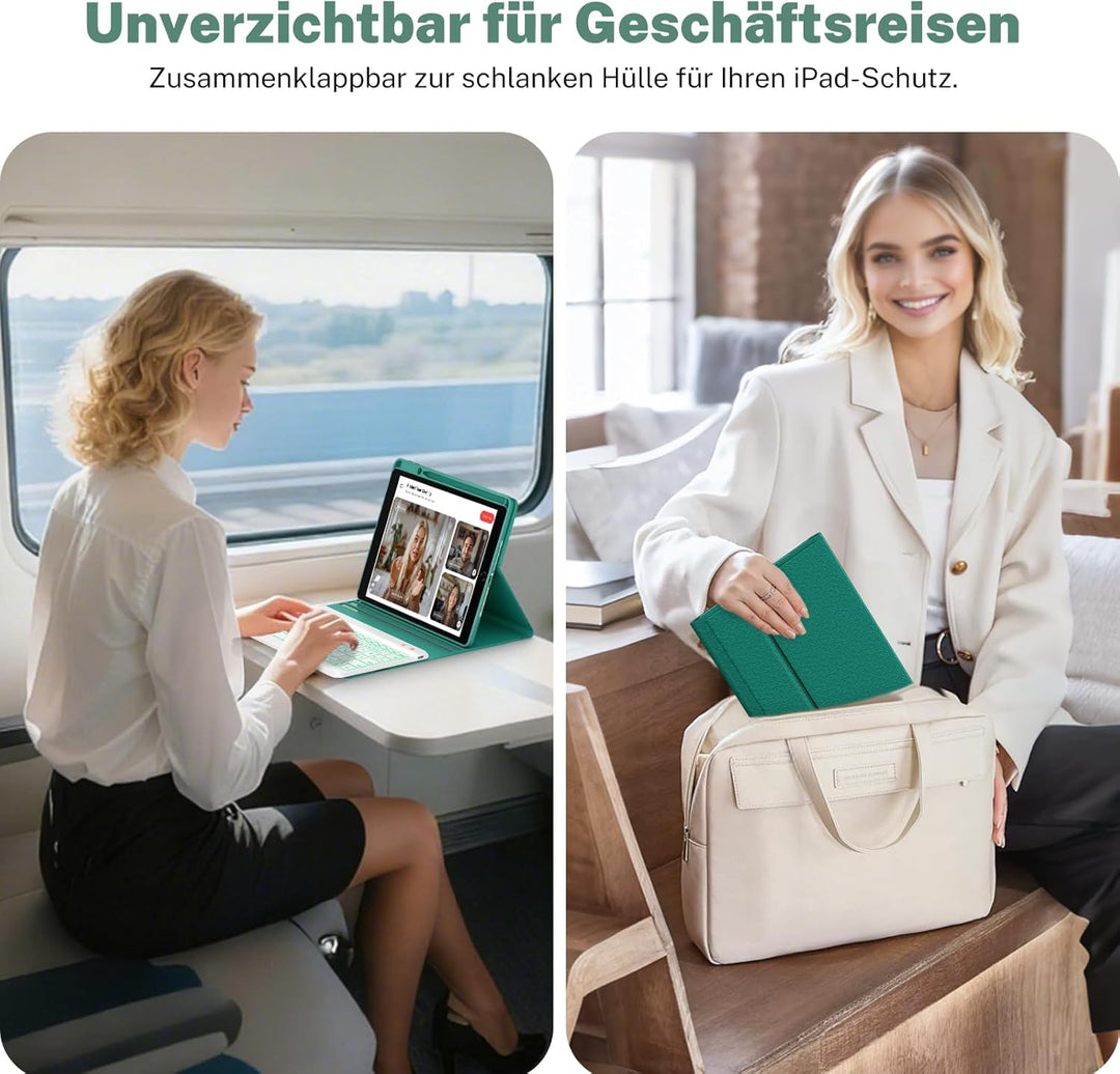 OYEEICE Hülle mit Tastatur für iPad 9/8 /7 Generation 10,2 Zoll, Vergrösserte Anti-Falloff Tastenkap