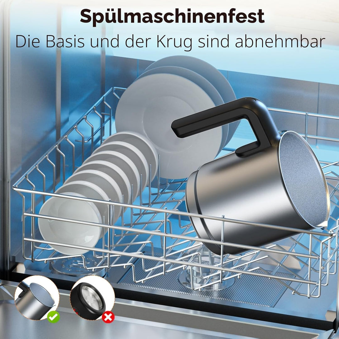 Morpilot Milchaufschäumer Elektrisch, 6 in 1 Milchschäumer für heisser, kalter und heisser Schokolad