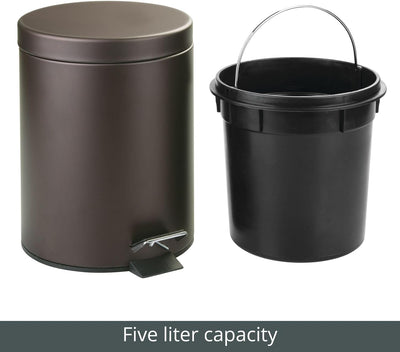 mDesign Tretmülleimer 5L - Mülleimer mit Fusspedal aus Metall - Mülleimer mit Deckel und herausnehmb