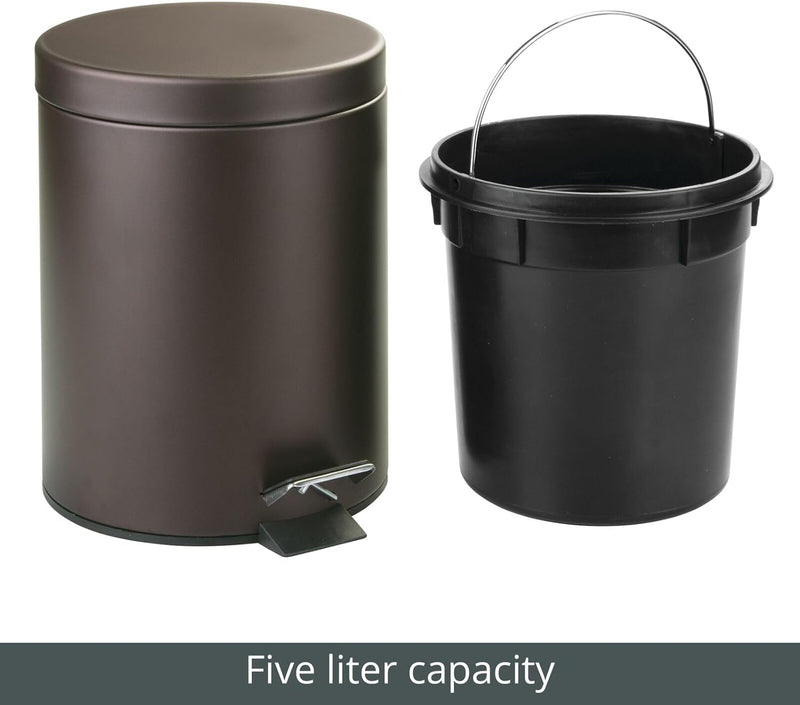 mDesign Tretmülleimer 5L - Mülleimer mit Fusspedal aus Metall - Mülleimer mit Deckel und herausnehmb