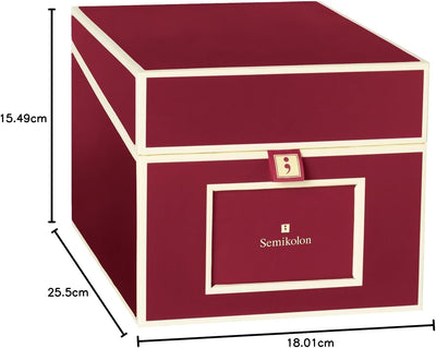 Semikolon 352544 CD- und Fotobox – 17,7 x 15,7 x 25,6 cm – für 10 x 15 cm Fotos – Cover burgundy dun