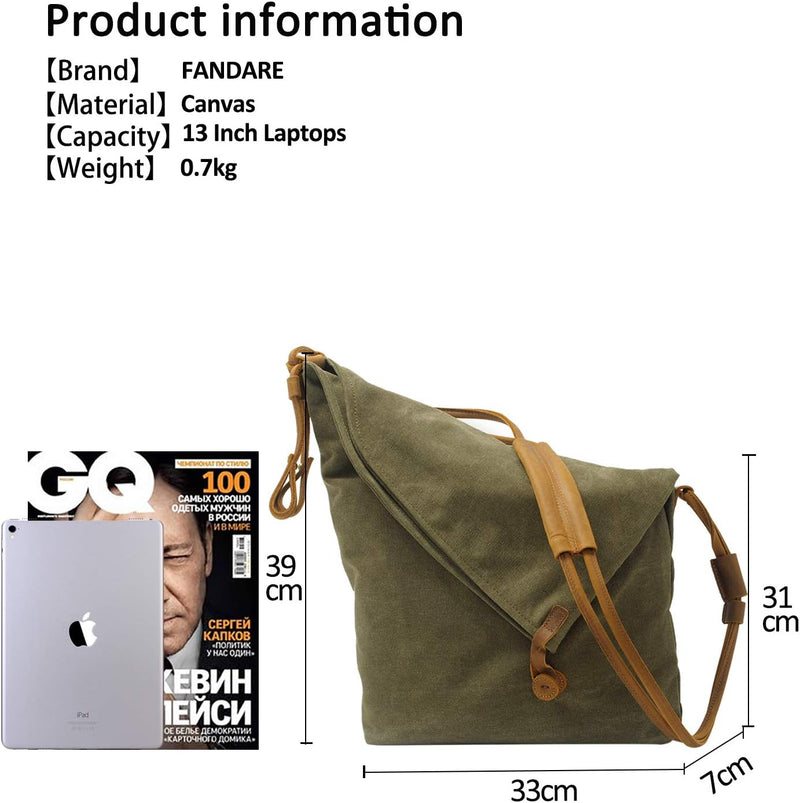 FANDARE Retro Umhängetasche Männer/Frauen 13 Zoll Laptop Business Crossbody Bag Outdoor Reise Campin