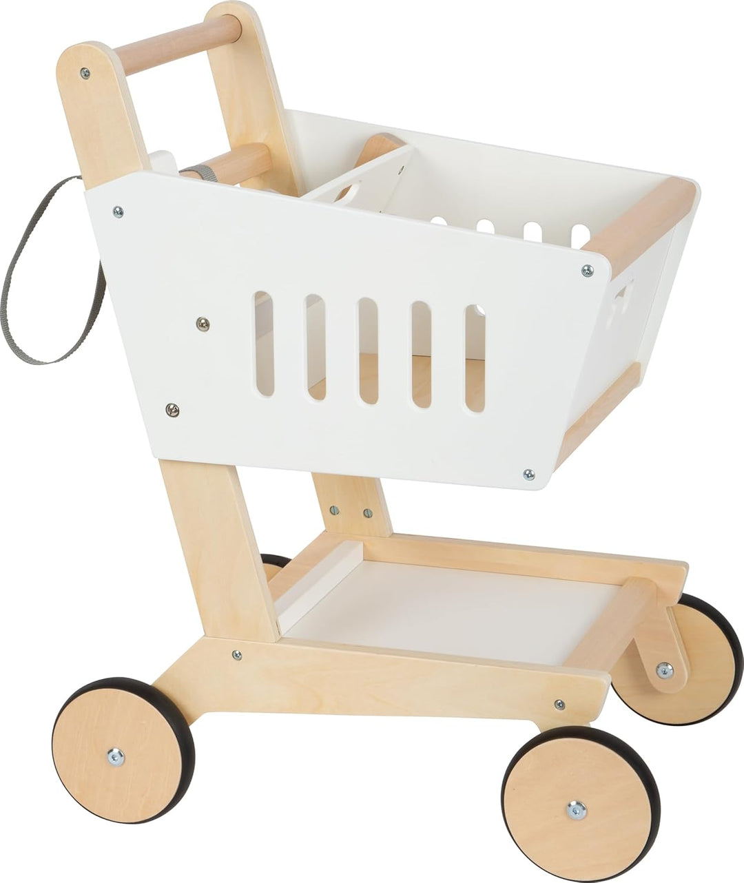 Small Foot Einkaufswagen Fresh aus Holz, Zubehör für den Kaufladen und Supermarkt, Rollenspielzeug a