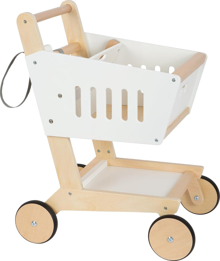 Small Foot Einkaufswagen Fresh aus Holz, Zubehör für den Kaufladen und Supermarkt, Rollenspielzeug a