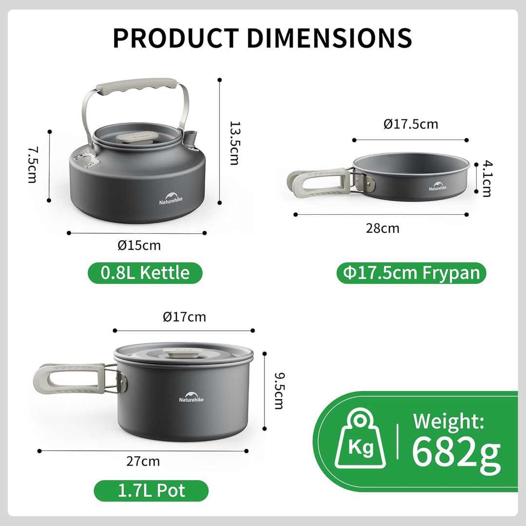 Naturehike Camping Topfset Geschirr Kochgeschirr Set Kochtopf für 2-7 Personen Zum Camping Outdoor W