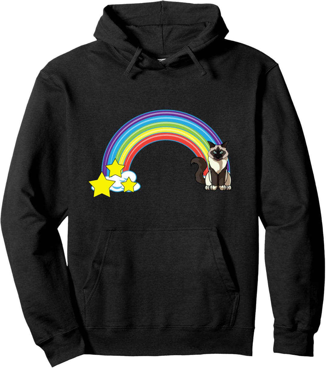 Regenbogen Birma Katze Retro-Stil lustige Katze Mama Pullover Hoodie
