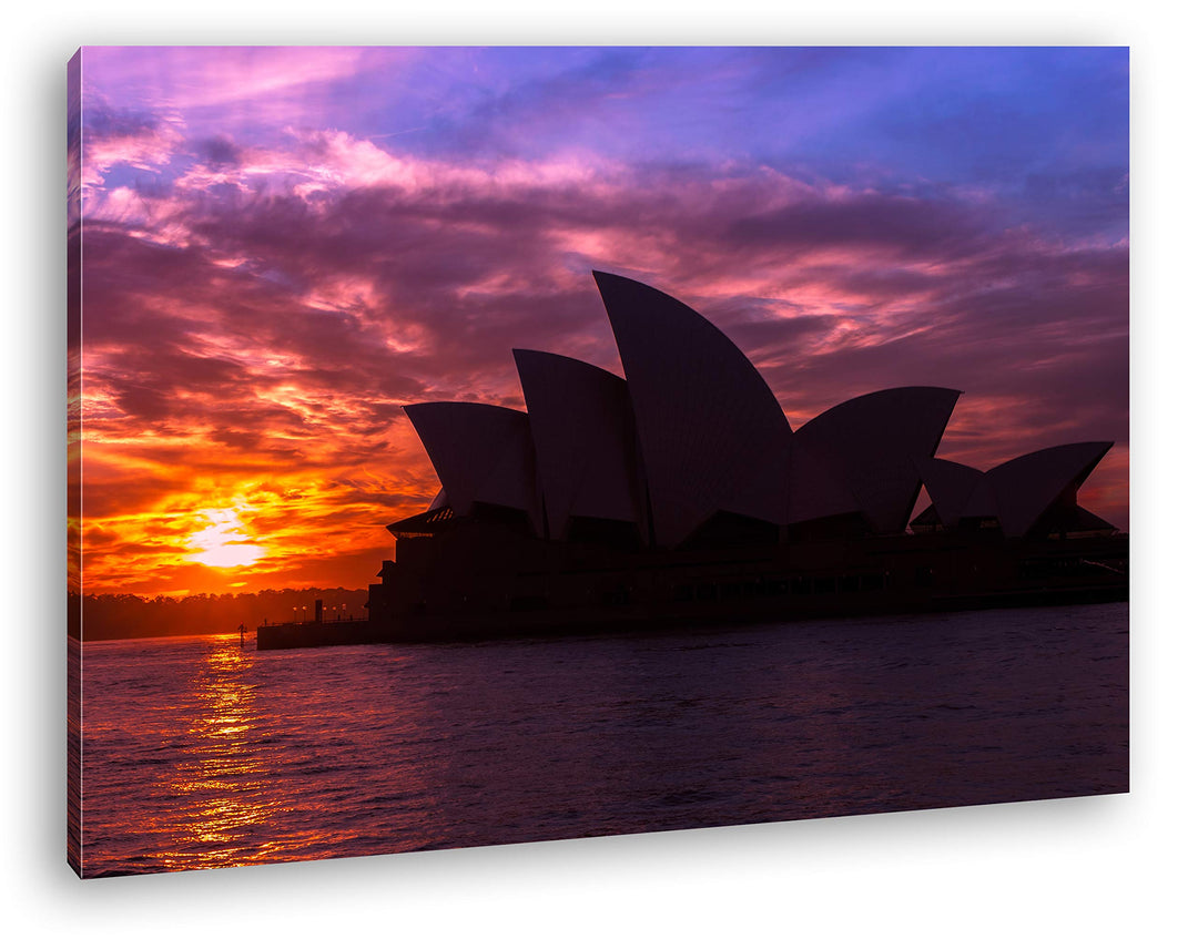 deyoli Silhouette des Opernhauses von Sydney Format: 100x70 als Leinwand, Motiv fertig gerahmt auf E