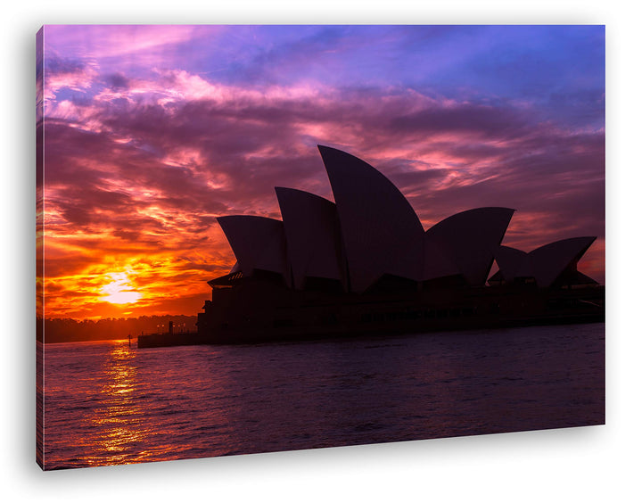 deyoli Silhouette des Opernhauses von Sydney Format: 100x70 als Leinwand, Motiv fertig gerahmt auf E