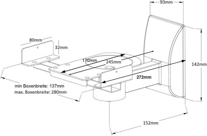 NEG Lautsprecher-Halterung (Paar) Beam201-SI (Silber) Boxen-Rack/Träger neigbar/schwenkbar/drehbar (