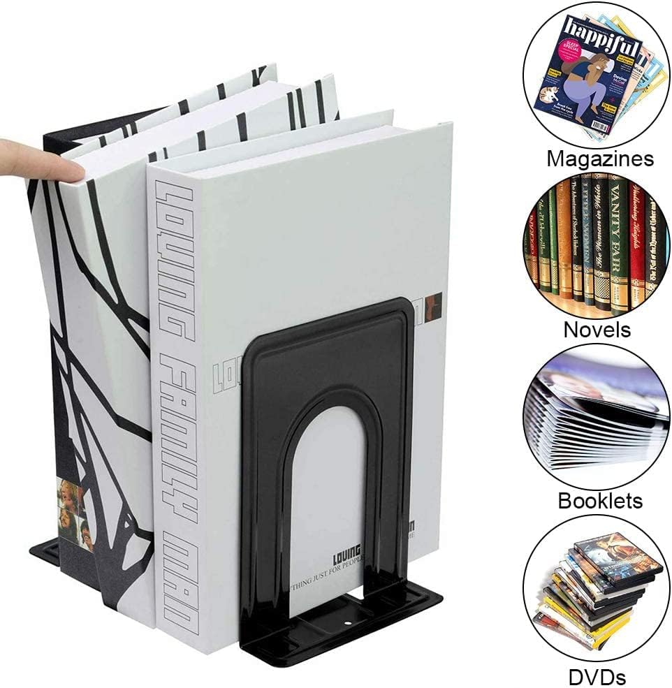 DIFIT Buchstützen, 8 Paare Buchstützen Buchhalter, Buchstützen Metall Buchstützen für Magazin/Bücher