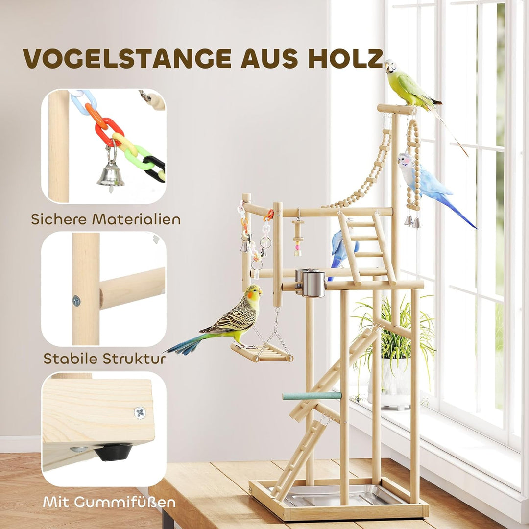 PawHut Papageien Spielplatz, 48 x 38 x 95 cm, Vogelspielplatz für Papageien, Parrot Playstand mit Sp