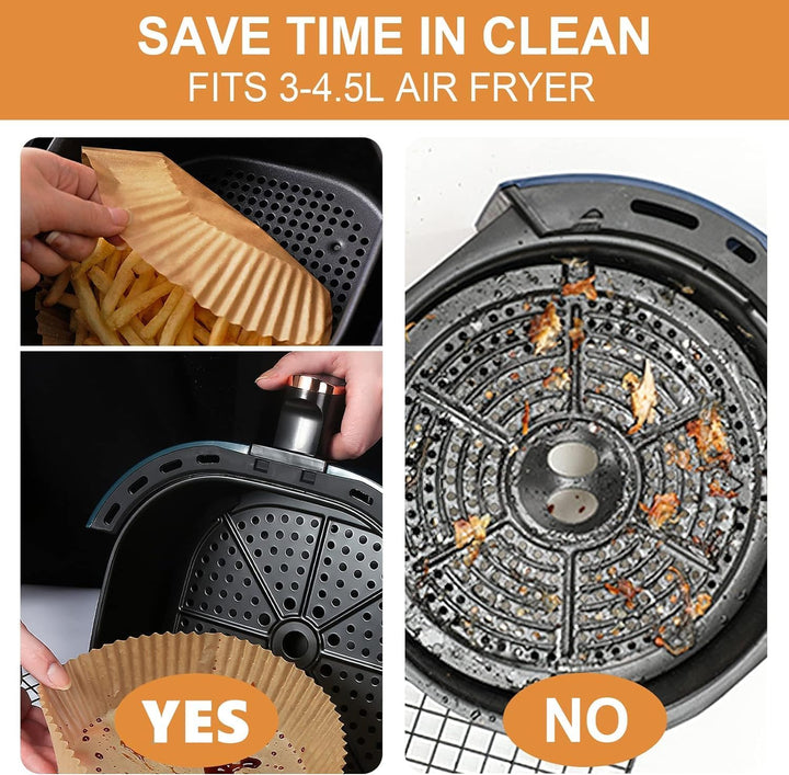 AiQInu Backpapier für Heissluftfritteuse, Airfryer Backpapier Rund 16cm 200 Stück BPA-frei Wasserdic